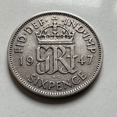 🌹外币初藏🌹🐯2026年第38场   每周二四六晚8️⃣点 世界钱币 - 英国 1947年 乔治六世 6便士