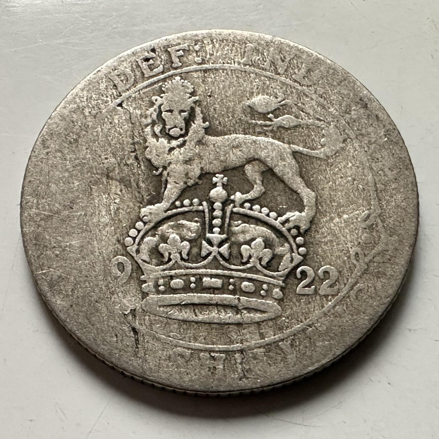 🌹外币初藏🌹🐯2026年第38场   每周二四六晚8️⃣点 世界钱币 英国 1922年 乔治五世 1先令 23.6mm-5.66g-50%银 银币 b