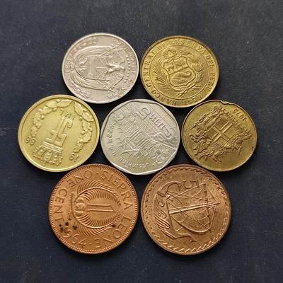 【全场包邮】纯粹捡漏拍518场 - 世界各国各年份散币7枚一组-塞浦路斯+冰岛+秘鲁+塞拉利昂等