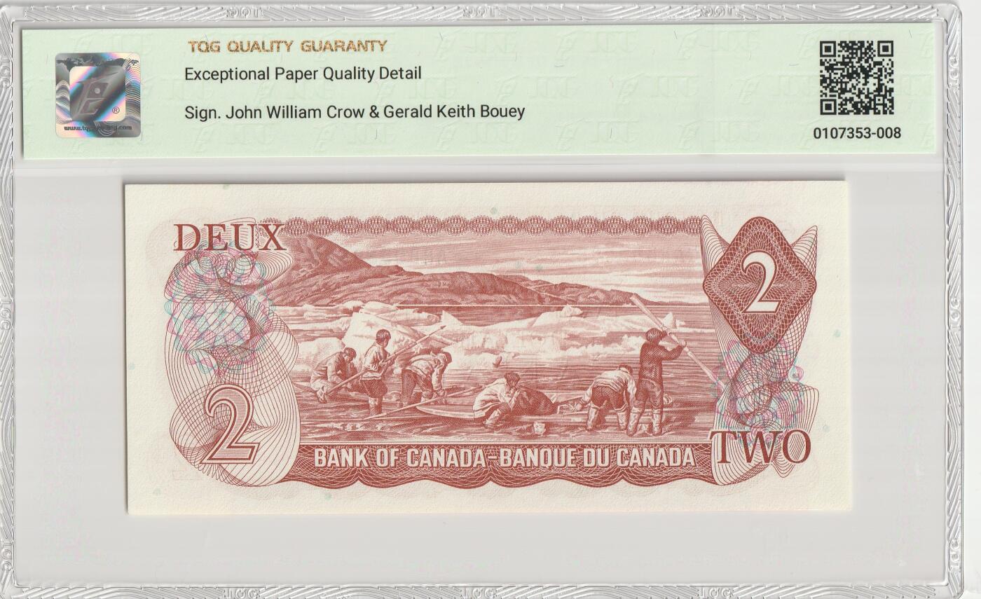 PThappally收藏第56次拍卖，英联邦地区硬币纸币 加拿大银行 1974 年 2 元 Pick 86b