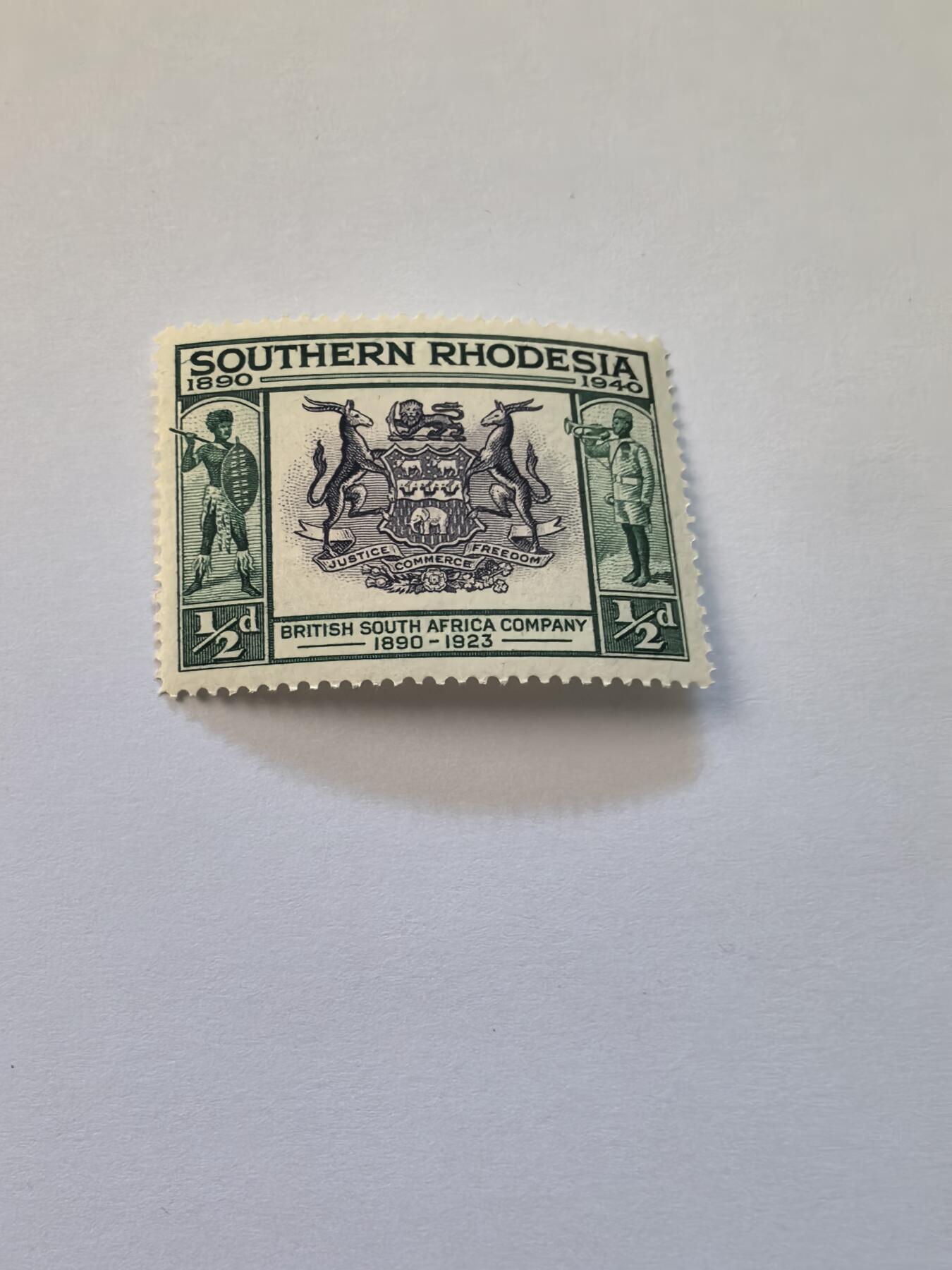 杂票 英属南罗德西亚邮票1940牟英属南非公司50年 徽1枚新雕