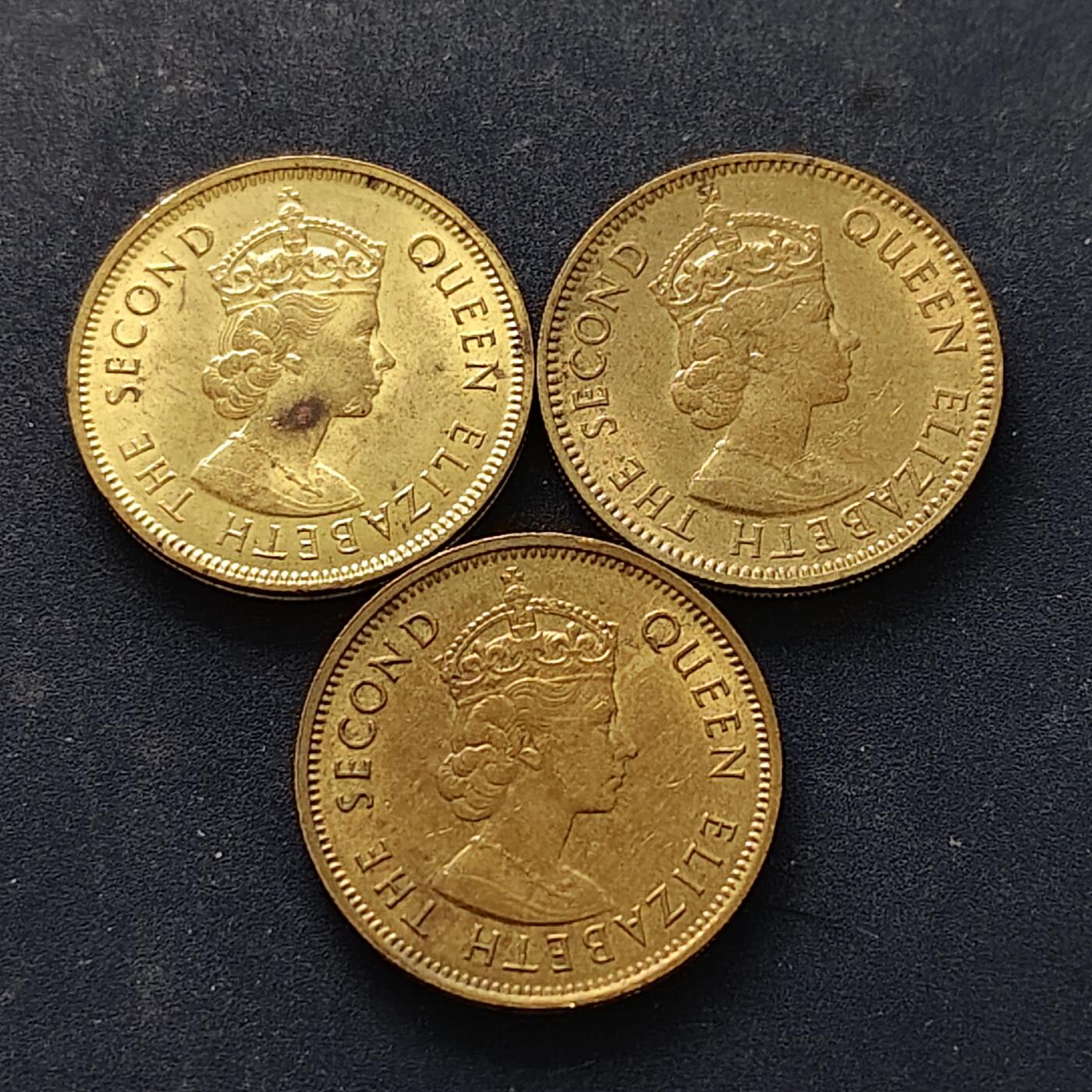 【全场包邮】纯粹捡漏拍518场 香港1959-1964年女王1毫3枚一组