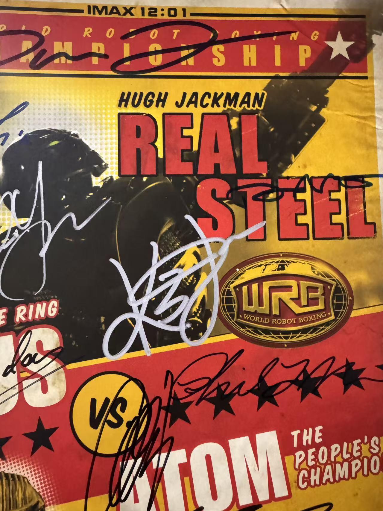 零元拍：第84届奥斯卡最佳视觉效果奖提名影片《铁甲钢拳》，近乎全体主创亲笔签名原版IMAX首映海报