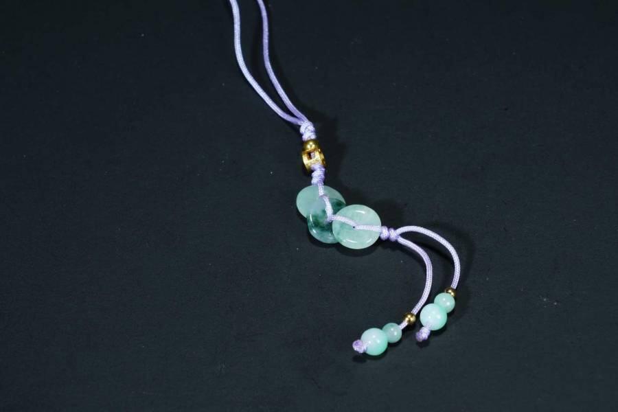 上海都达杂项专场六十六【全场包邮】 天然翡翠（A货）平安扣手机挂件 附鉴定证书63-91