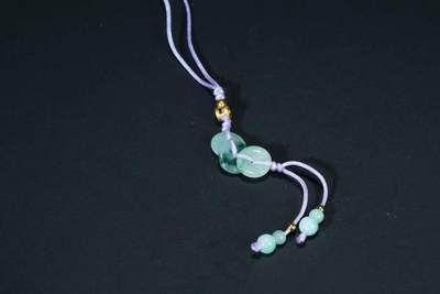 上海都达杂项专场六十六【全场包邮】 - 天然翡翠（A货）平安扣手机挂件 附鉴定证书63-91