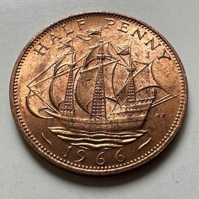 🌹外币初藏🌹🐯2026年第38场   每周二四六晚8️⃣点 世界钱币 - 英国1966年半便士 