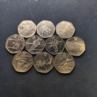 【全场包邮】纯粹捡漏拍518场 - 英国2011年50便士伦敦奥运会纪念币10枚一组