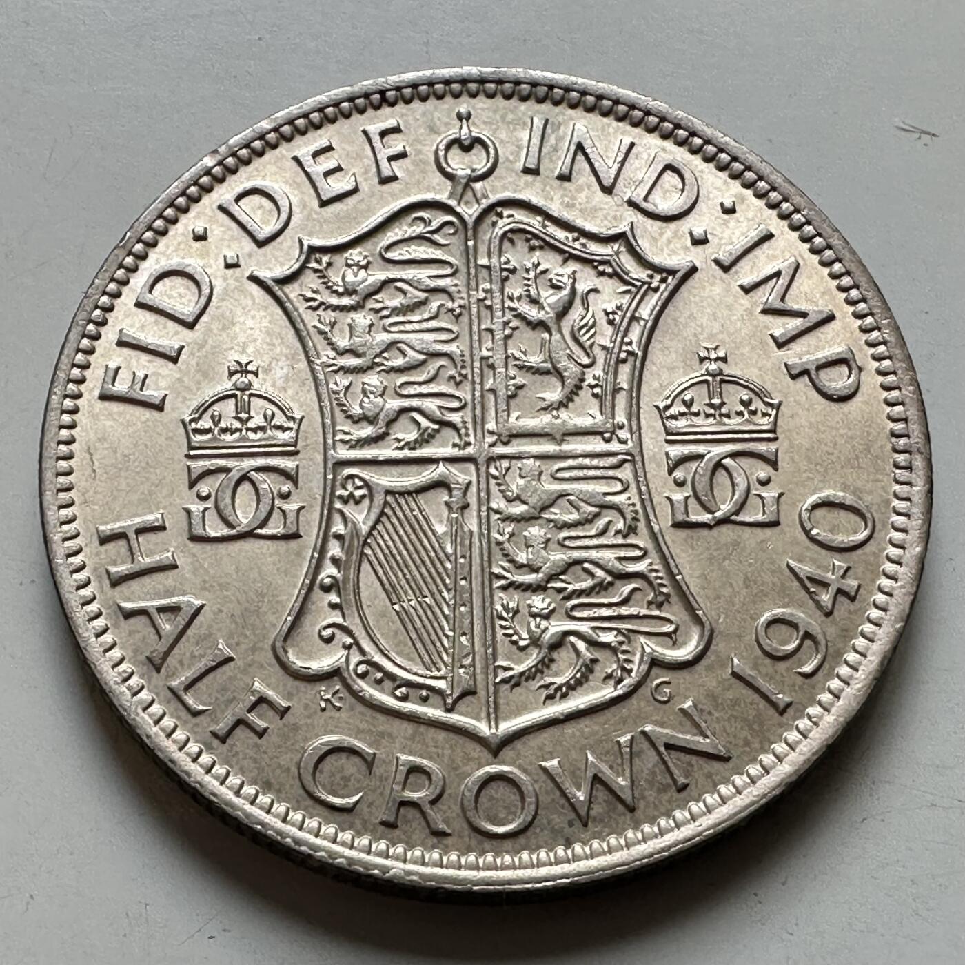 🌹外币初藏🌹🐯2026年第38场   每周二四六晚8️⃣点 世界钱币 英国 1940年 乔治六世 半克朗银币 32.3mm 14.14g 50%银