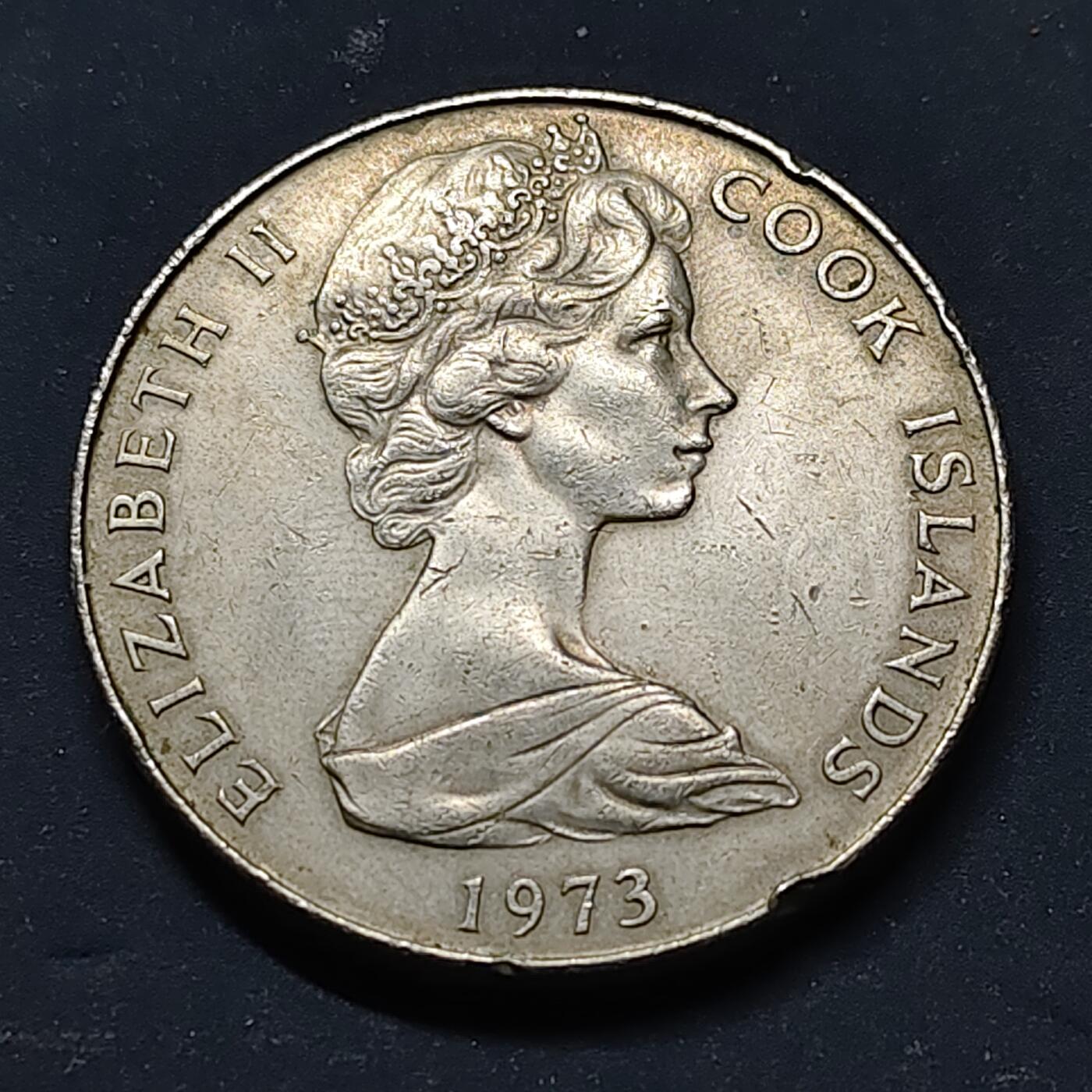 【全场包邮】纯粹捡漏拍518场 库克群岛1973年1元生殖图腾克朗币