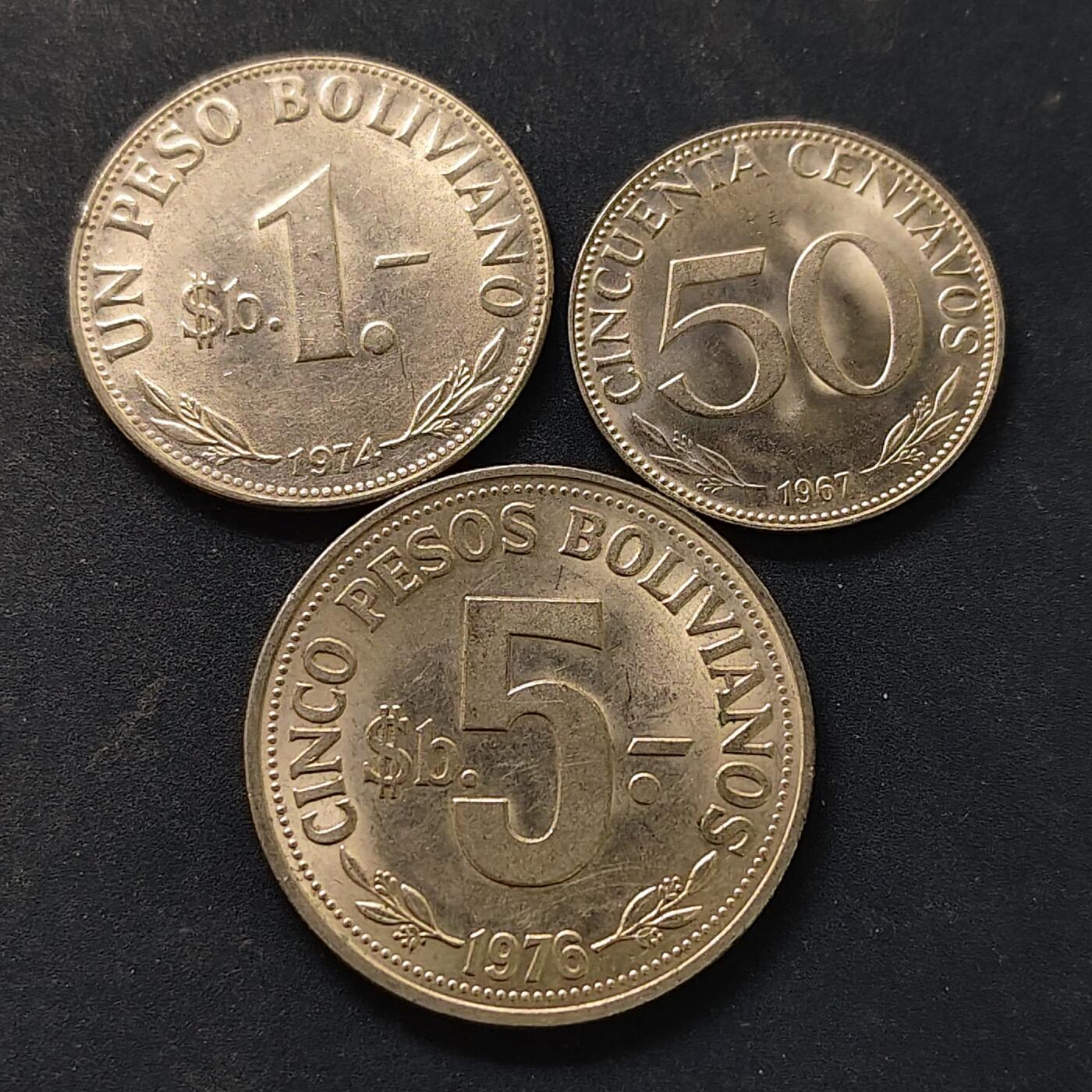 【全场包邮】纯粹捡漏拍518场 玻利维亚1967-1976年3枚套币