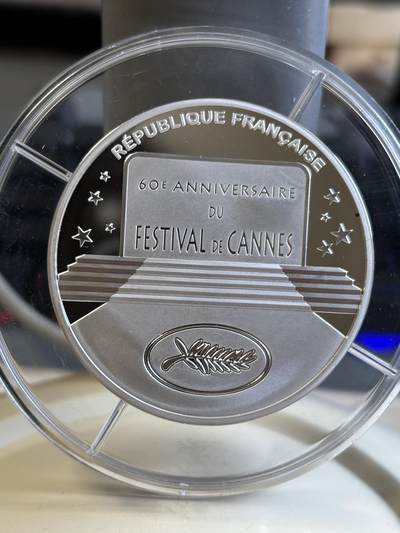 法国2007年戛纳电影节5盎司精制加厚纪念银币，950银，发行500枚
