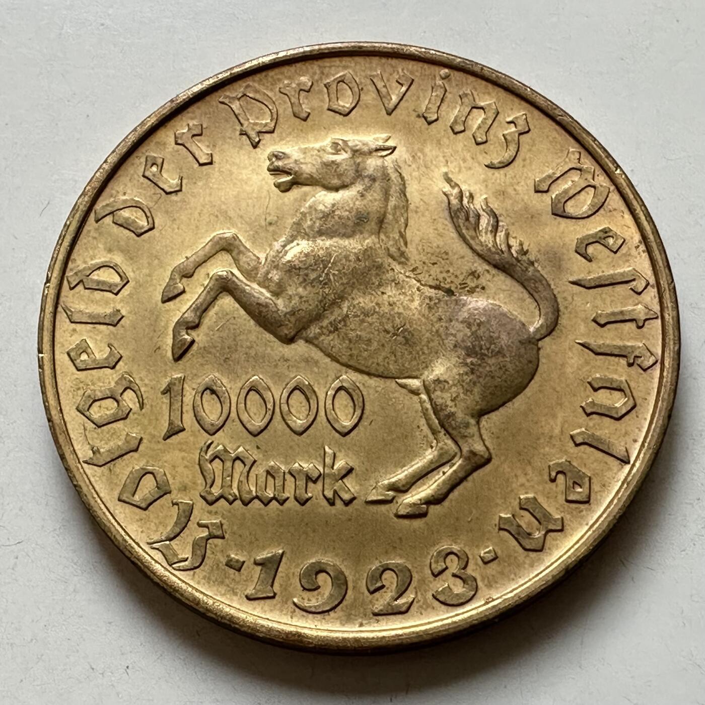 🌹外币初藏🌹🐯2026年第38场   每周二四六晚8️⃣点 世界钱币 威斯特法伦 1923 年 1 万马克紧急状态币 大马币44.6毫米