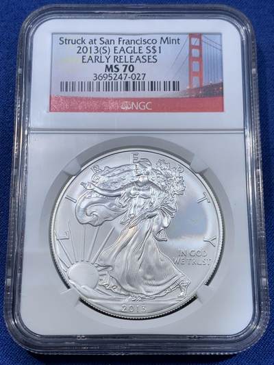 《竞宝斋》第477场 周日，周一 2场连拍 （全场包邮）欢迎送拍 - NGC MS70 美国2013年行走女神1盎司投资银币 少见标签 满分好状态