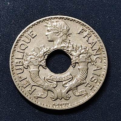 【全场包邮】纯粹捡漏拍518场 - 法属印支1938年好品相中孔5分