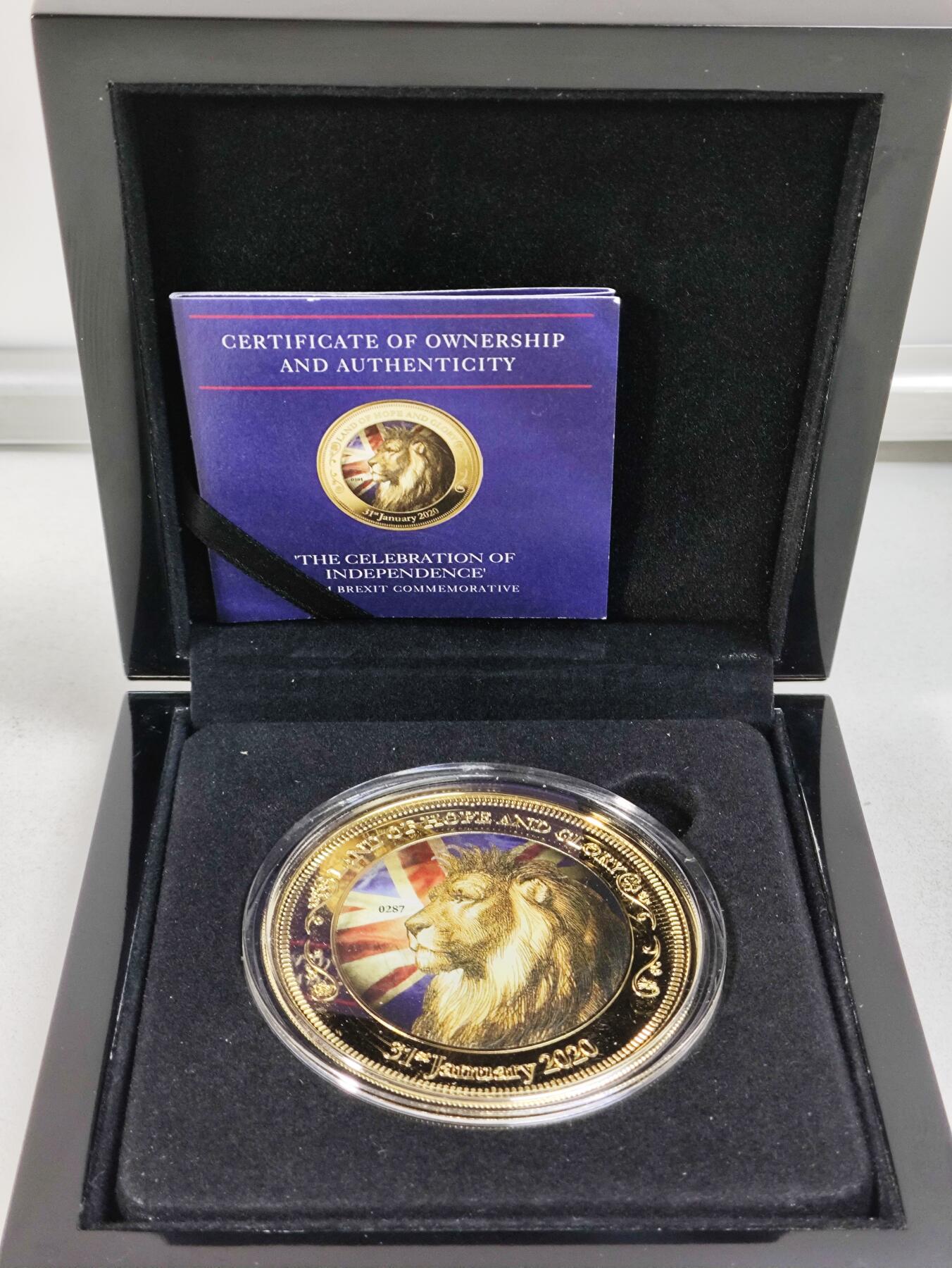 2020年1月31日英国脱离欧盟独立24K镀金精制纪念章