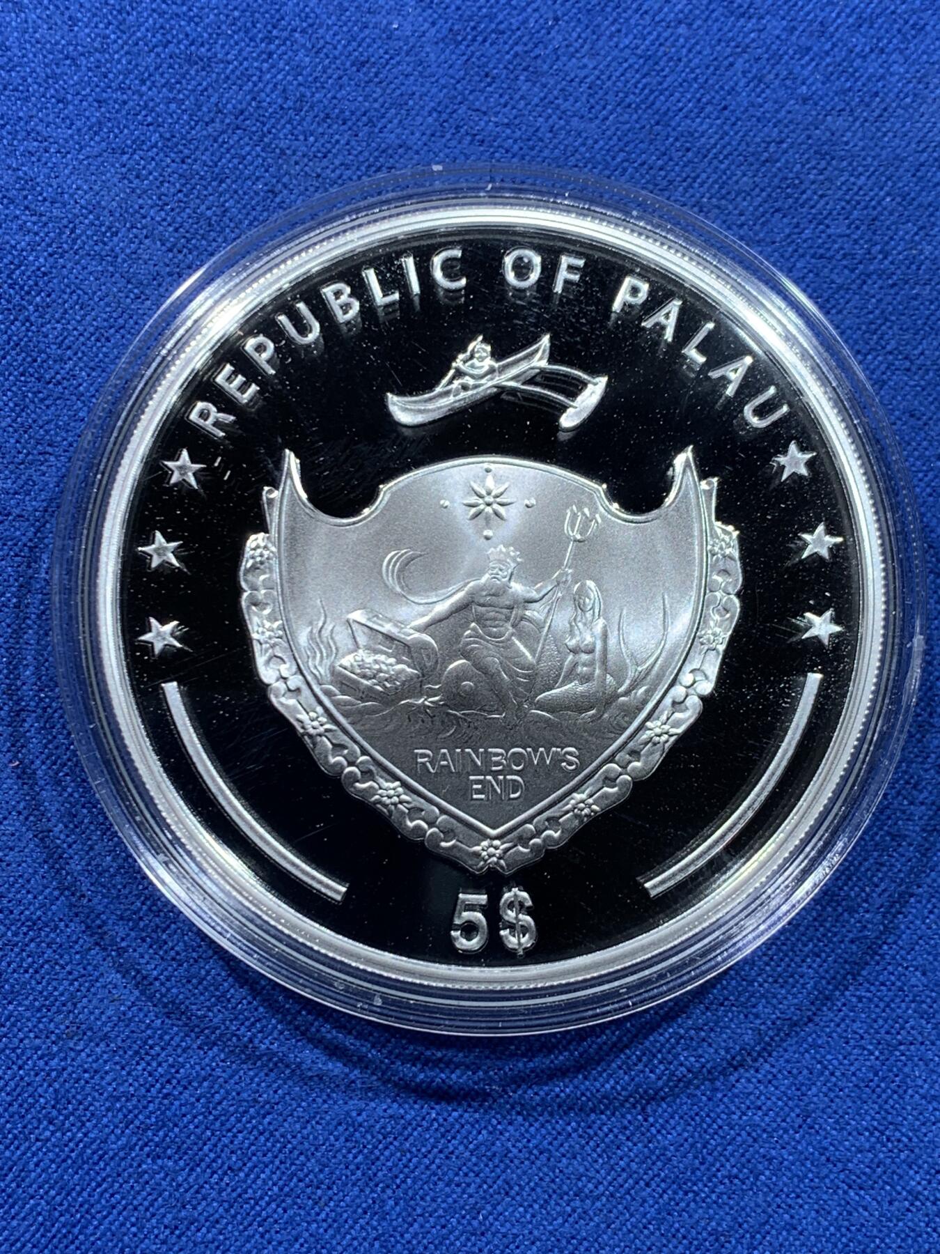 《竞宝斋》第477场 周日，周一 2场连拍 （全场包邮）欢迎送拍 帕劳2014年5元精制温感银币 华氏温标300年-丹尼尔·加布里埃尔·华伦海特（华氏温标的创立者，德国物理学家、仪器制造师） 1盎司925银 发行量450枚 盒证全