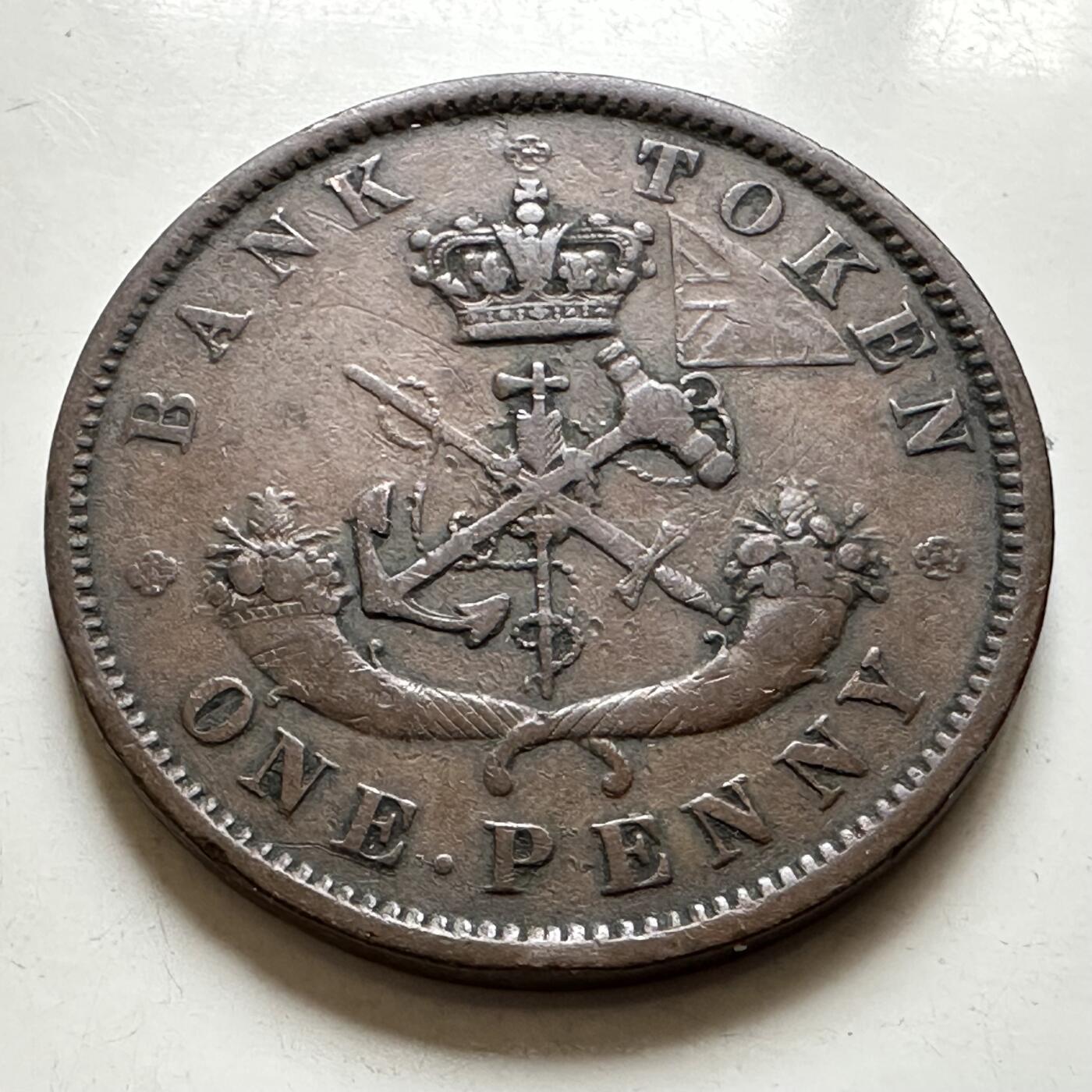 🌹外币初藏🌹🐯2026年第38场   每周二四六晚8️⃣点 世界钱币 上加拿大1852年 上加拿大银行 1便士 马剑代币