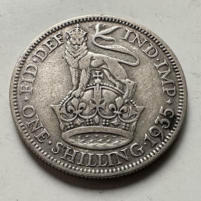 🌹外币初藏🌹🐯2026年第38场   每周二四六晚8️⃣点 世界钱币 - 英国 1935年 乔治五世 1先令 23.6mm-5.66g-50%银 银币