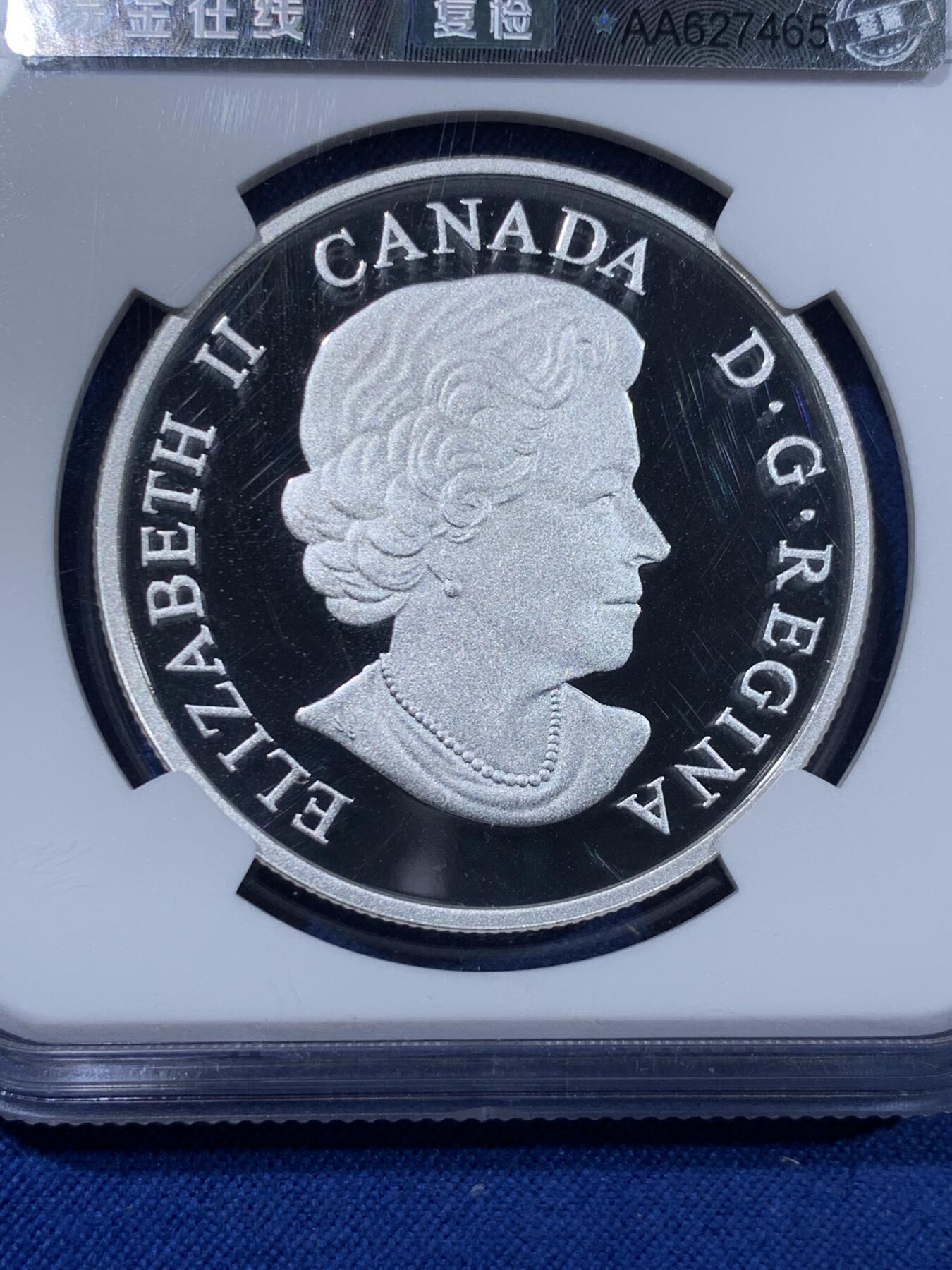 《竞宝斋》第477场 周日，周一 2场连拍 （全场包邮）欢迎送拍 NGC PF69UC 加拿大2014年“海狸”原住民文化系列一盎司银币，系列第一枚，镜面高浮雕，全息幻彩。以原住民艺术风格描绘了海狸形象，并结合全息幻彩技术呈现出绚丽的视觉效果，是兼具艺术与技术的现代纪念银币。