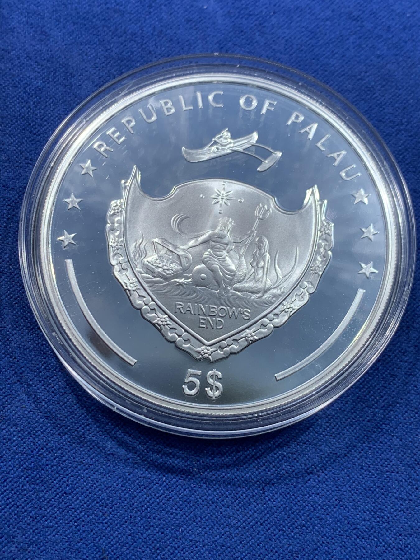 《竞宝斋》第477场 周日，周一 2场连拍 （全场包邮）欢迎送拍 帕劳2014年5元精制温感银币 华氏温标300年-丹尼尔·加布里埃尔·华伦海特（华氏温标的创立者，德国物理学家、仪器制造师） 1盎司925银 发行量450枚 盒证全