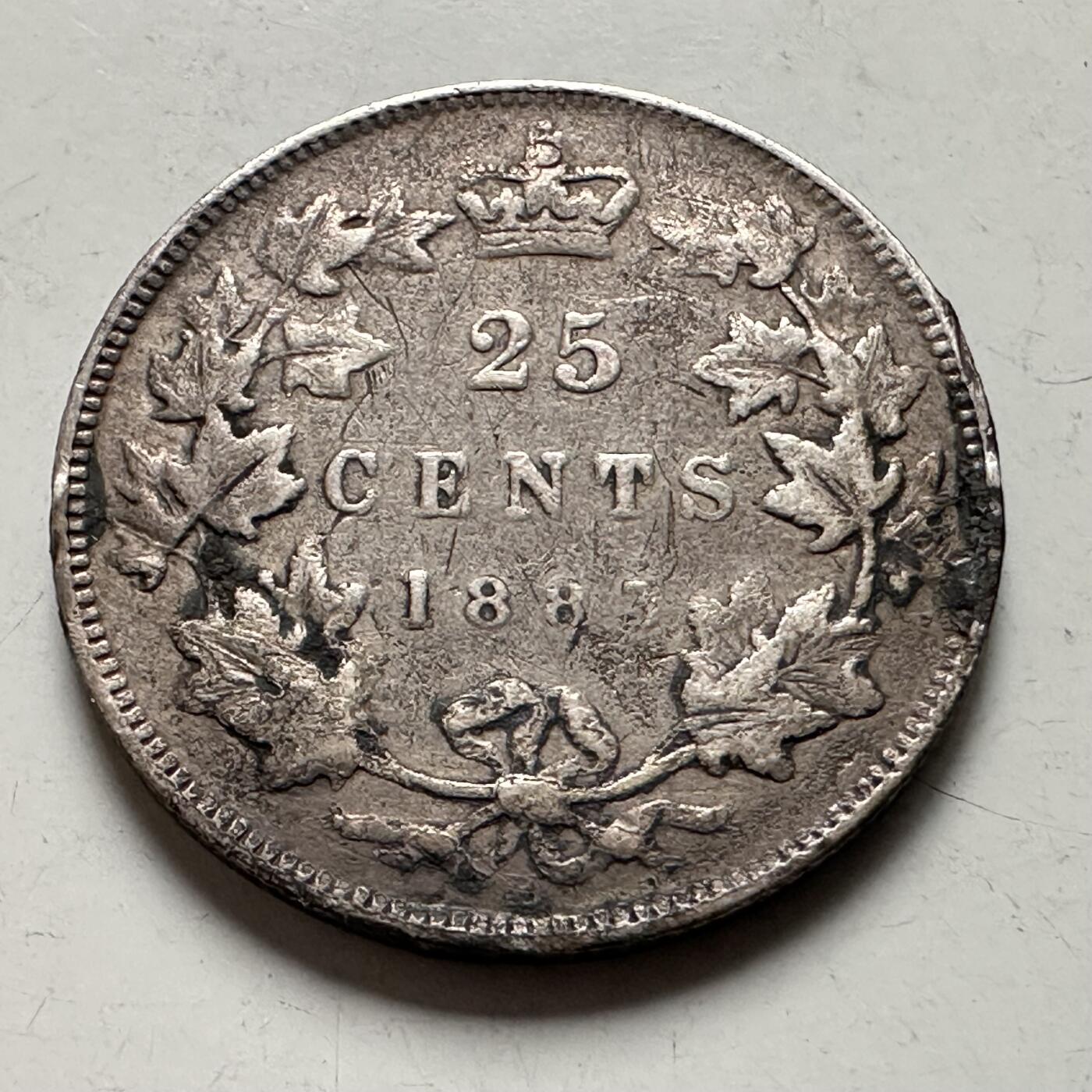 🌹外币初藏🌹🐯2026年第38场   每周二四六晚8️⃣点 世界钱币 加拿大1883年 维多利亚 25分 23.9mm-5.81g-92.5%银 银币 边有焊印