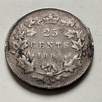 🌹外币初藏🌹🐯2026年第38场   每周二四六晚8️⃣点 世界钱币 - 加拿大1883年 维多利亚 25分 23.9mm-5.81g-92.5%银 银币 边有焊印