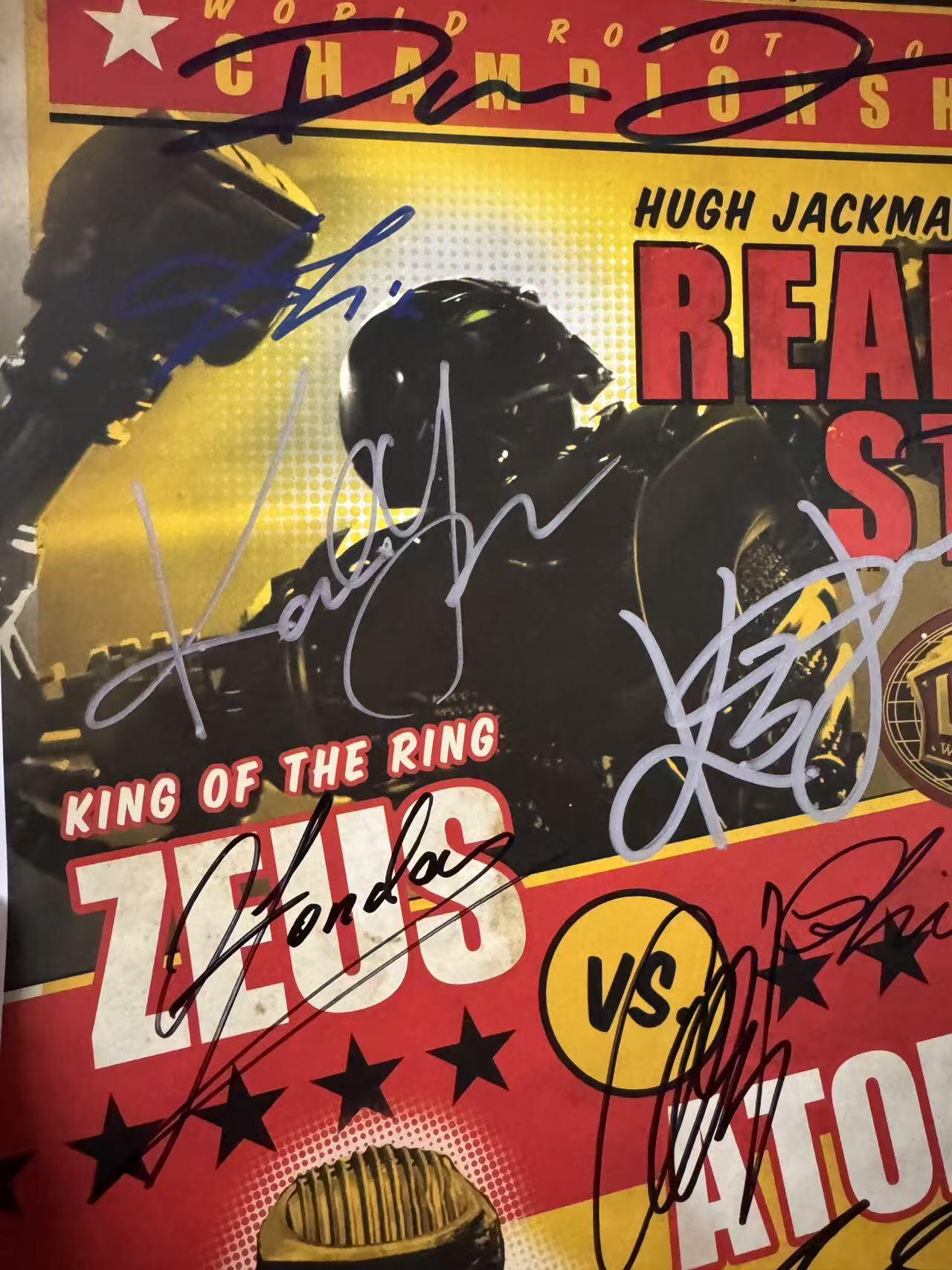 零元拍：第84届奥斯卡最佳视觉效果奖提名影片《铁甲钢拳》，近乎全体主创亲笔签名原版IMAX首映海报