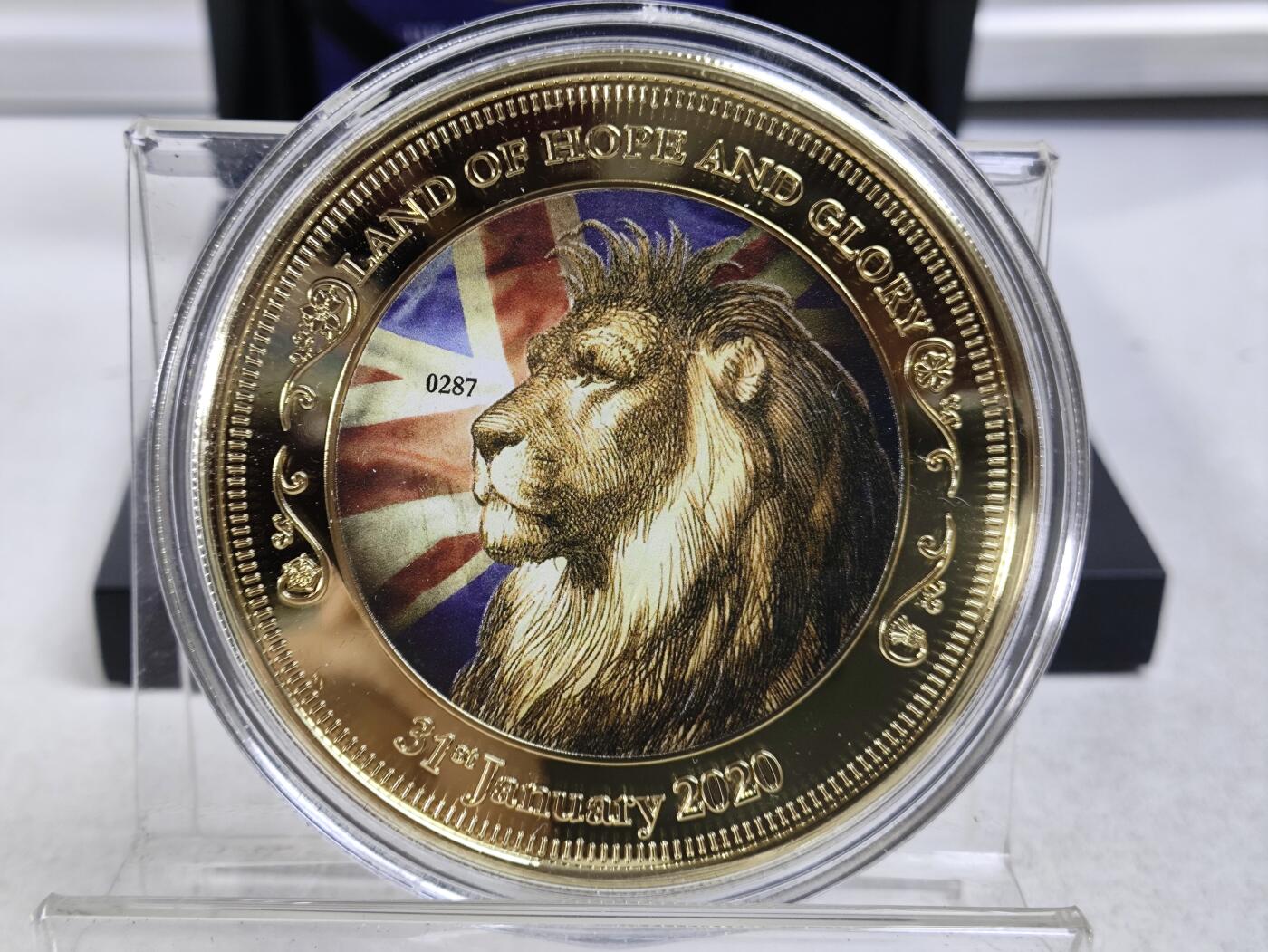 2020年1月31日英国脱离欧盟独立24K镀金精制纪念章