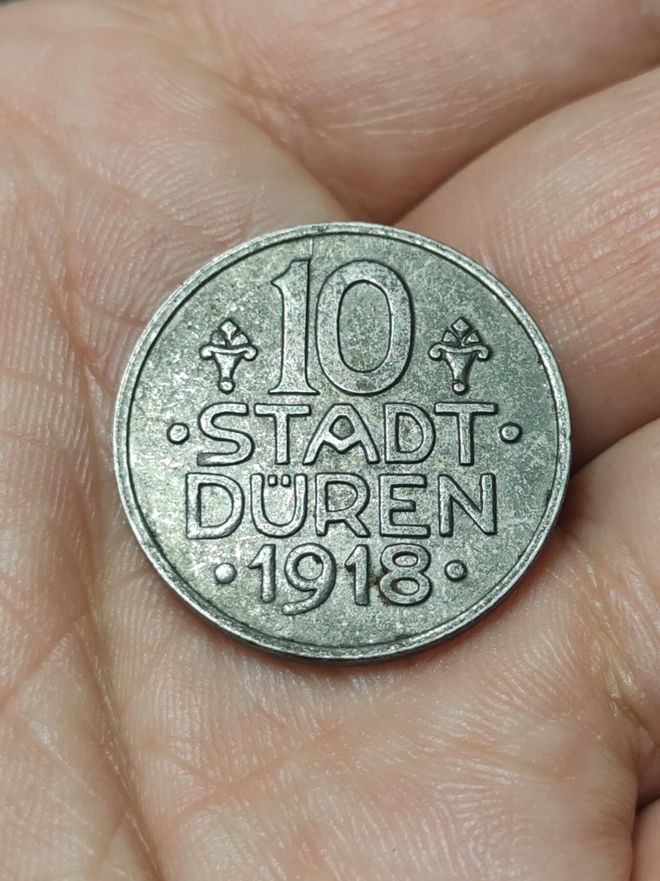 2026年第四十一场(总第二百一十场）外国好品散币场(免佣金) 少见好品–德国北莱茵-威斯特法伦州杜伦市1918年10芬尼紧急状态币