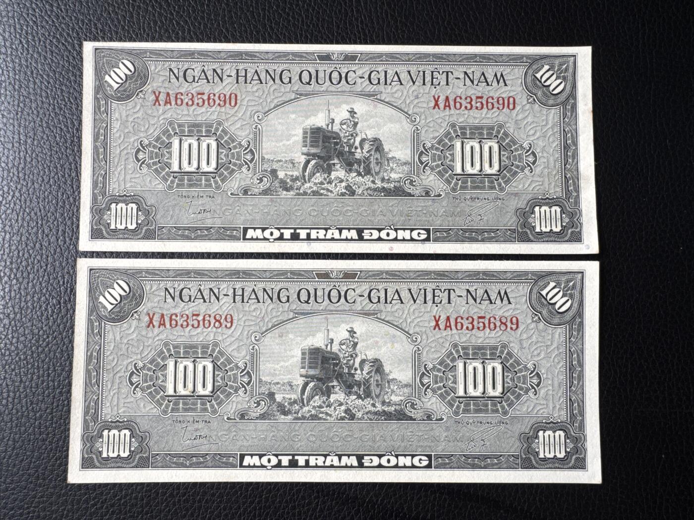 桂P钱币文化工作室拍卖第四十九期 南越共和国1955年100盾，两张连号