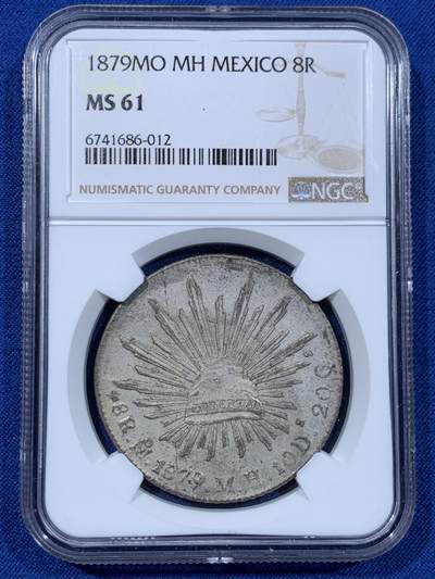 《竞宝斋》第477场 周日，周一 2场连拍 （全场包邮）欢迎送拍 - NGC MS61 墨西哥 1879年 花边鹰洋 窖藏包浆 可入藏