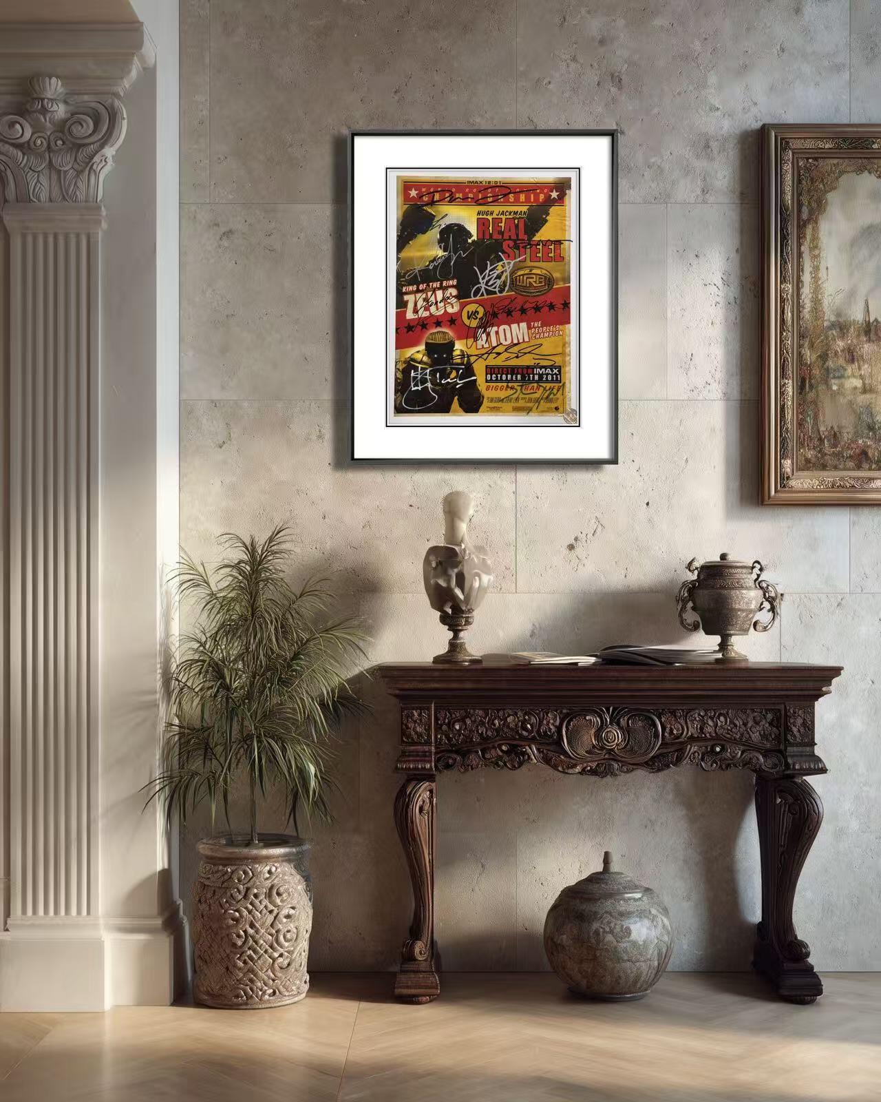 零元拍：第84届奥斯卡最佳视觉效果奖提名影片《铁甲钢拳》，近乎全体主创亲笔签名原版IMAX首映海报