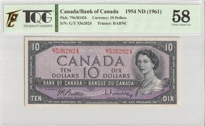 PThappally收藏第56次拍卖，英联邦地区硬币纸币 - 加拿大银行 1961 年 10 元 Pick 79b