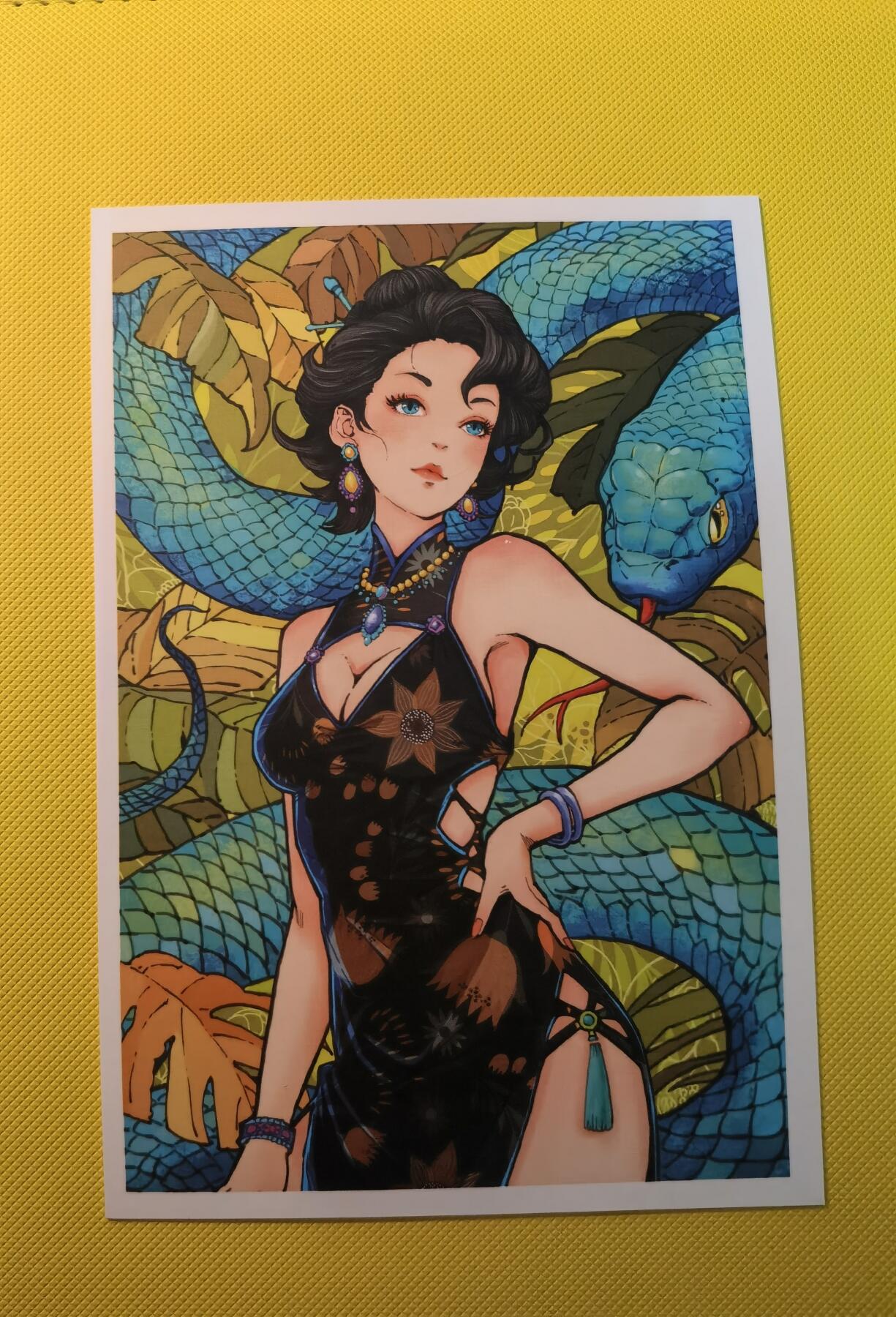 蜂潮卡牌  拍卖001期  小花瓣专场（4月10日  21点  截拍） 小花瓣艺术文创  女娲*2  蛇女*1  扈三娘*2  明信片  五张一套