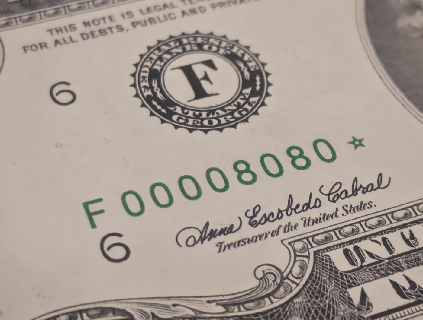 2003年美国2元，F区补号券，小号8080，圆圆靓号