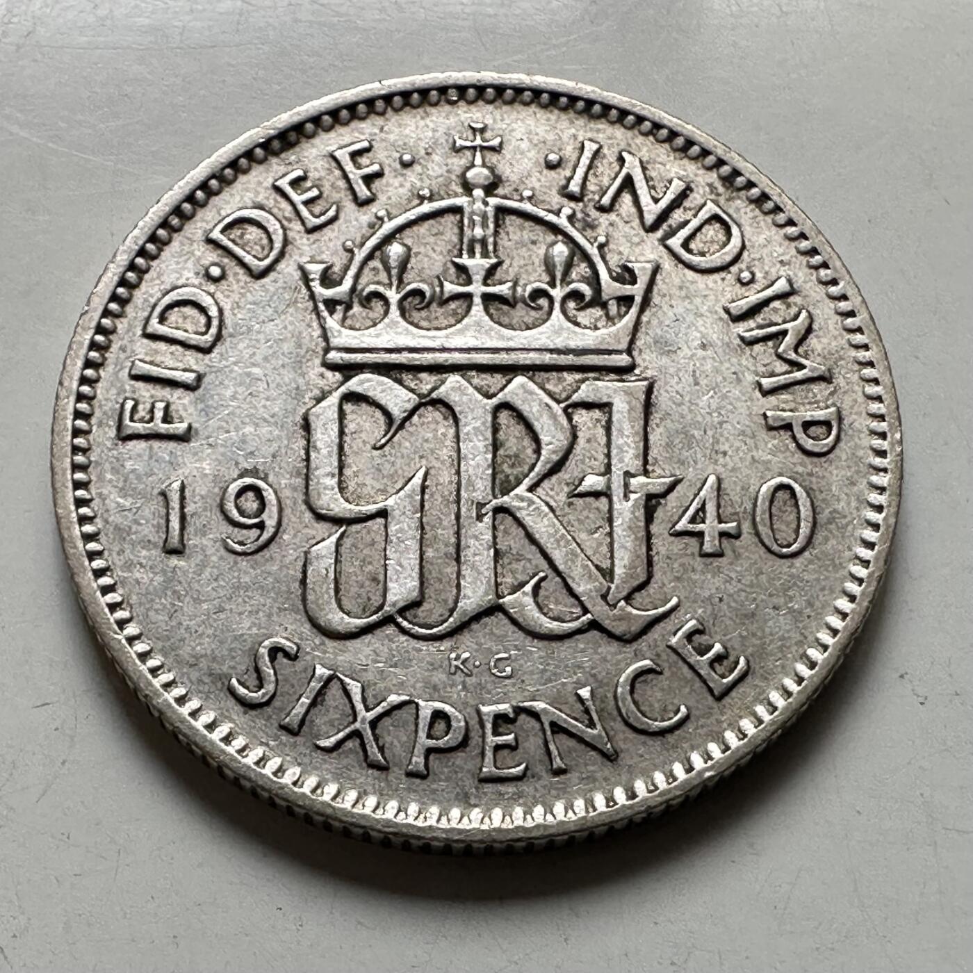 🌹外币初藏🌹🐯2026年第38场   每周二四六晚8️⃣点 世界钱币 英国 1940年 乔治六世 六便士银币 19.3mm 2.83g 50%银