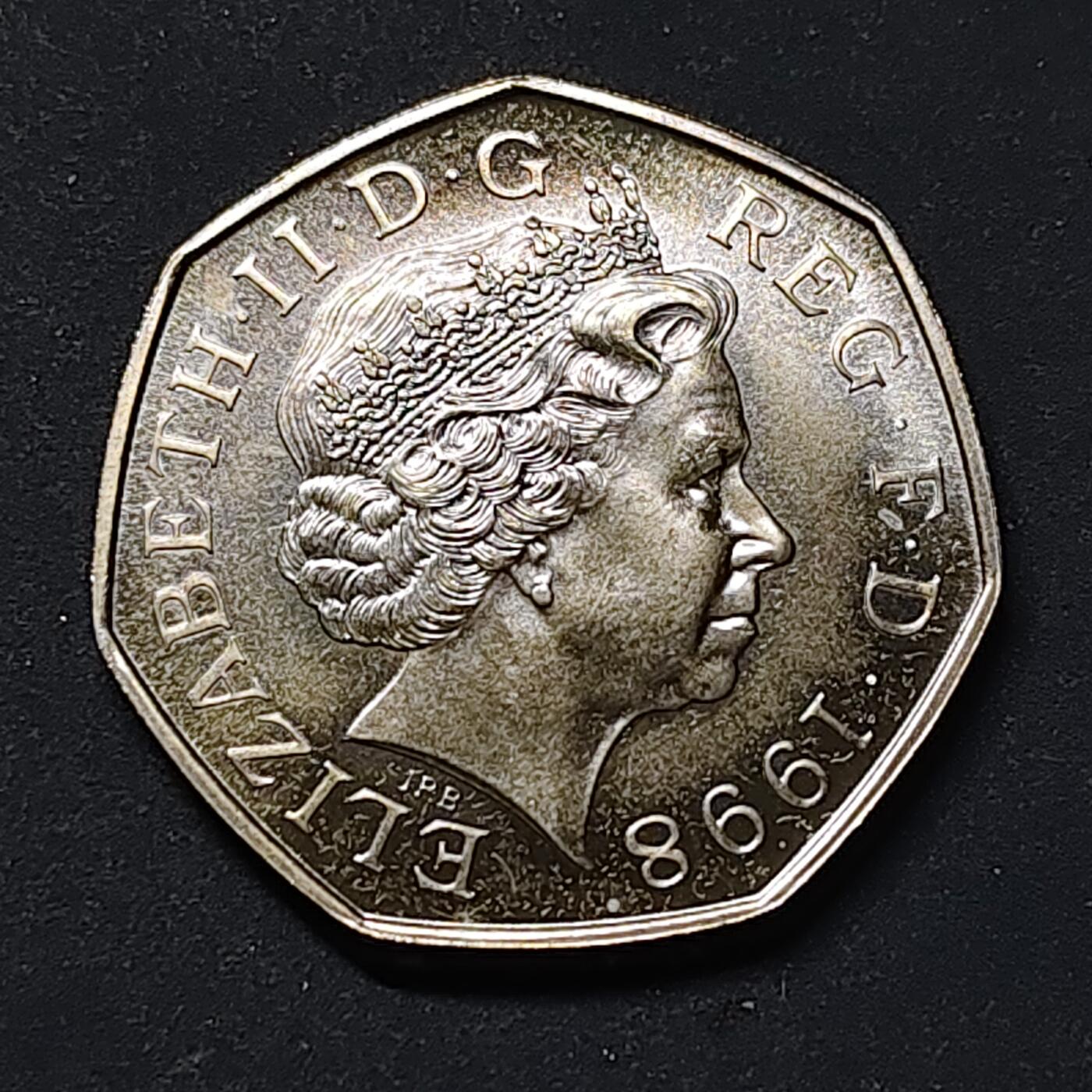 【全场包邮】纯粹捡漏拍518场 英国1998年50便士欧共体25周年纪念币