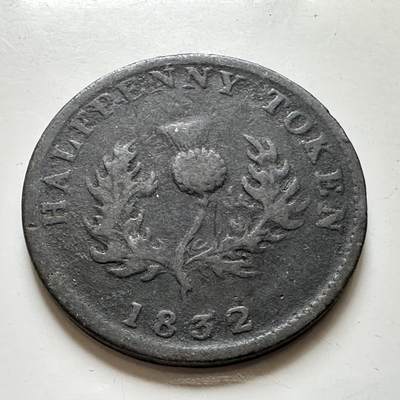 🌹外币初藏🌹🐯2026年第38场   每周二四六晚8️⃣点 世界钱币 - 加拿大新斯科舍1832年 乔治四世 半便士蓟花代币