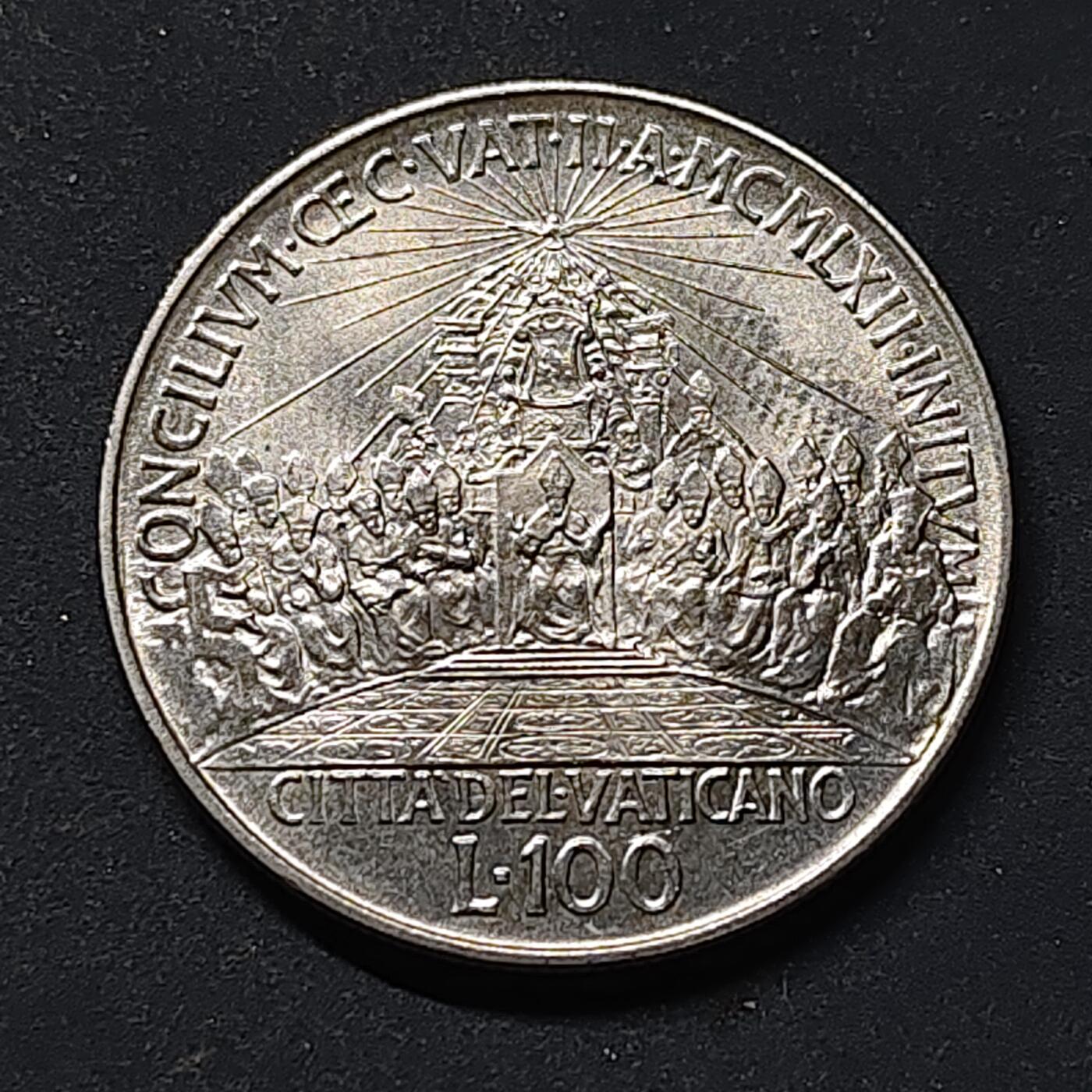 【全场包邮】纯粹捡漏拍518场 梵蒂冈1962年100里拉第二次梵蒂冈大公会议纪念币