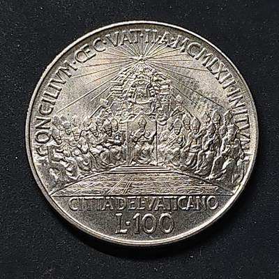 【全场包邮】纯粹捡漏拍518场 - 梵蒂冈1962年100里拉第二次梵蒂冈大公会议纪念币