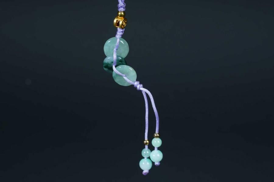 上海都达杂项专场六十六【全场包邮】 天然翡翠（A货）平安扣手机挂件 附鉴定证书63-91