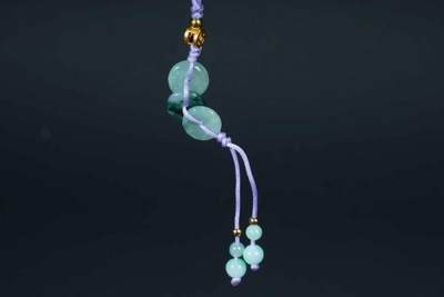 上海都达杂项专场103【全场包邮】  天然翡翠（A货）平安扣手机挂件 附鉴定证书63-91