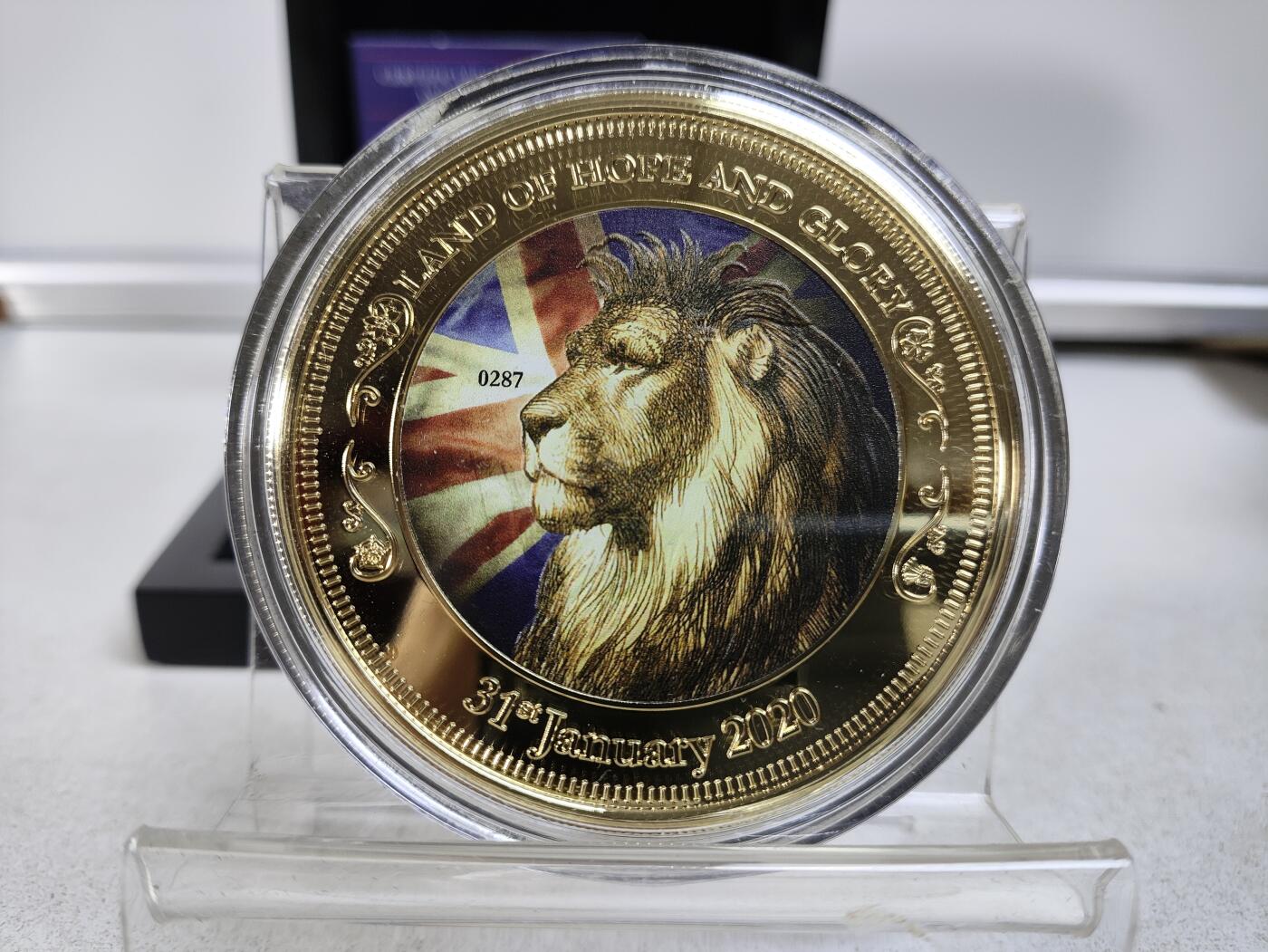 2020年1月31日英国脱离欧盟独立24K镀金精制纪念章