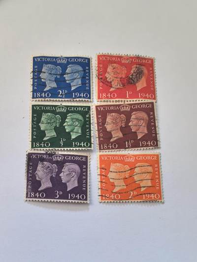 杂票 - 英国邮票1940年黑便士邮票百年6全旧