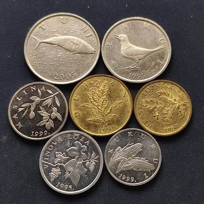 【全场包邮】纯粹捡漏拍518场 - 克罗地亚1995-2005年7枚套币