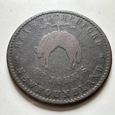 🌹外币初藏🌹🐯2026年第38场   每周二四六晚8️⃣点 世界钱币 - 纽芬兰1841年吊羊 一便士代用币