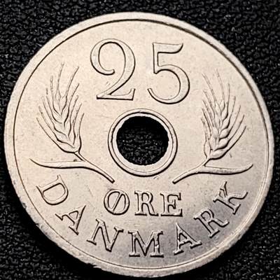 泉币菌-第220场-拍品多 请提前出价 - 丹麦1972年25欧尔中孔镍币 玛格丽特二世花押 