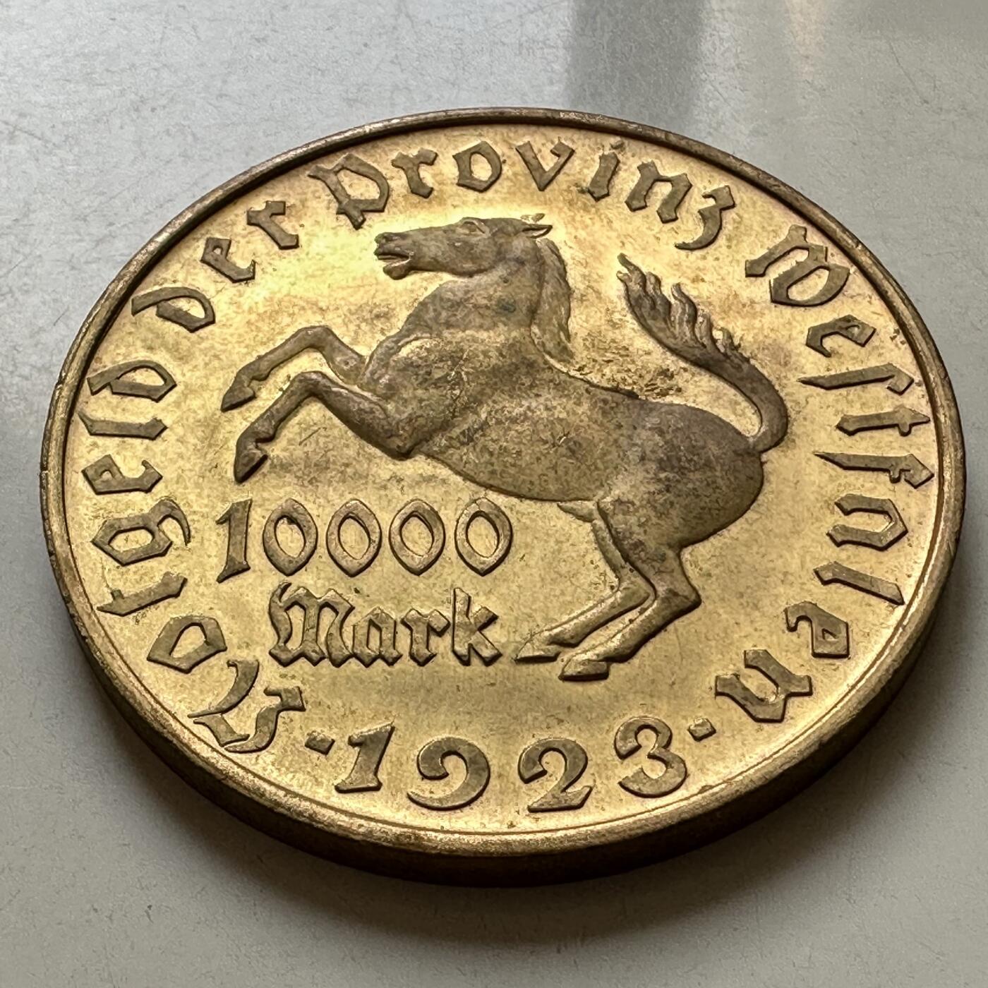 🌹外币初藏🌹🐯2026年第38场   每周二四六晚8️⃣点 世界钱币 威斯特法伦 1923 年 1 万马克紧急状态币 大马币44.6毫米
