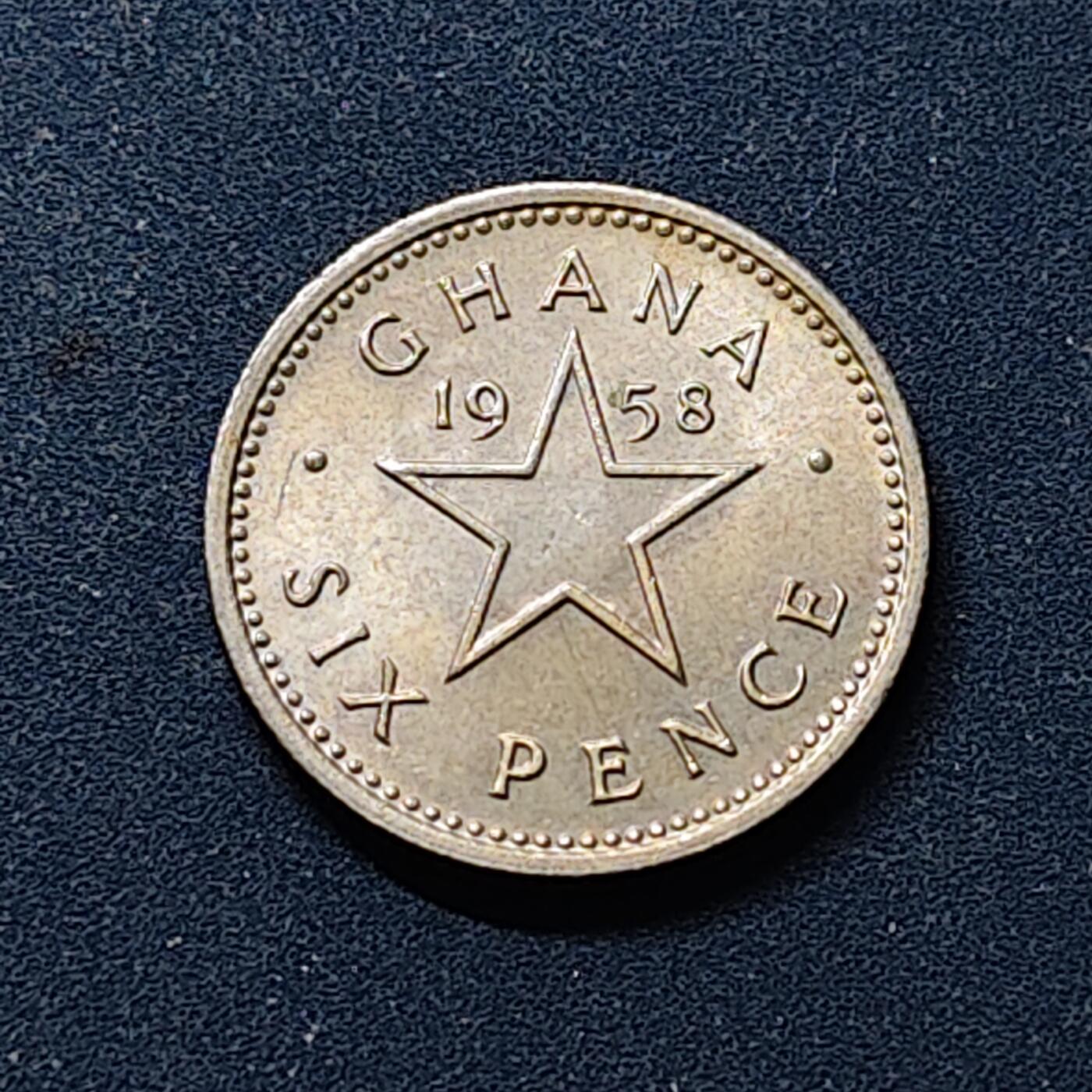 【全场包邮】纯粹捡漏拍518场 加纳1958年恩克鲁玛6便士 UNC品相