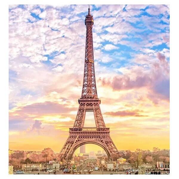 法国1889年 埃菲尔铁塔落成高浮雕精制大铜镀银金章 42MM